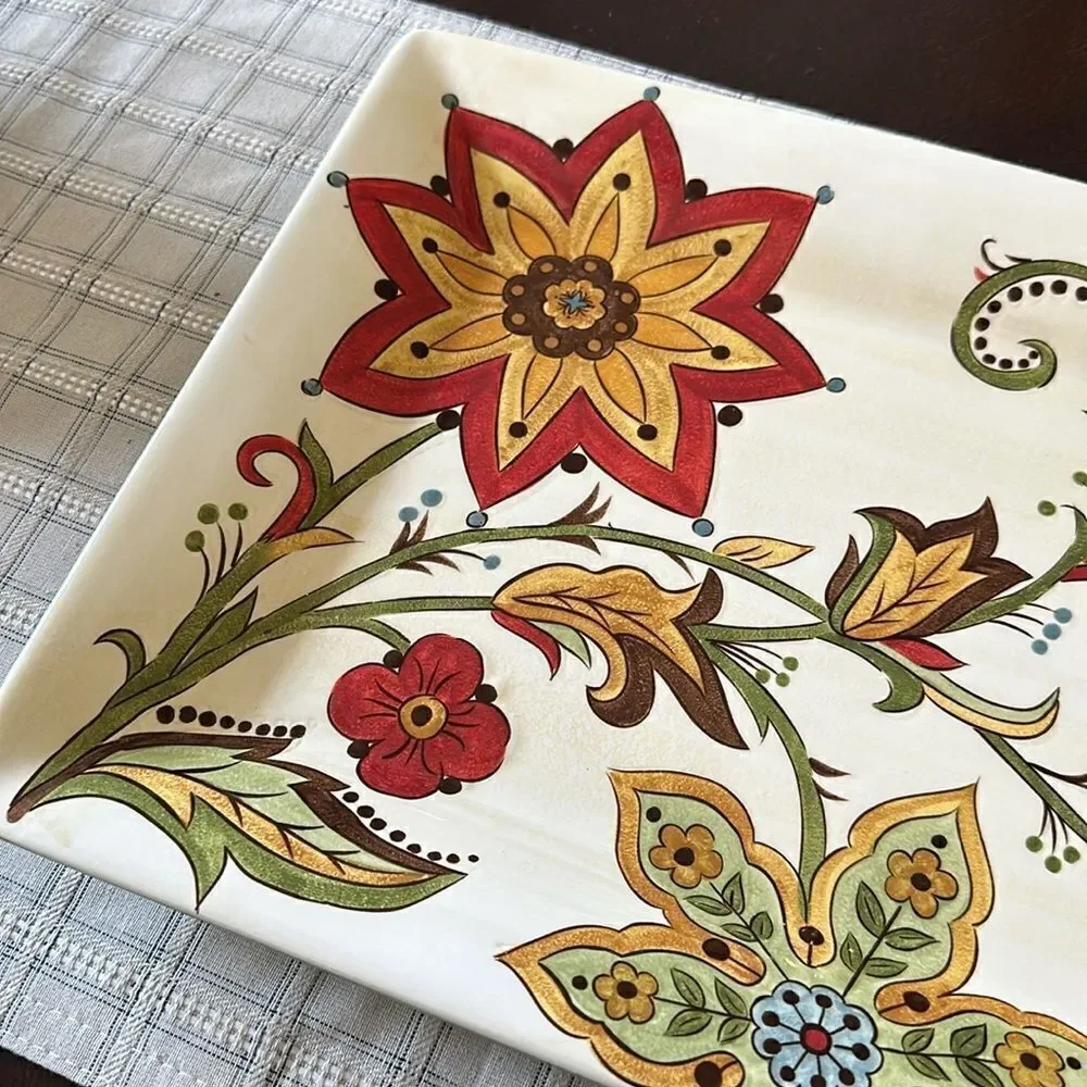 Pier 1 Carynthum Floral Decorative Tray Decor